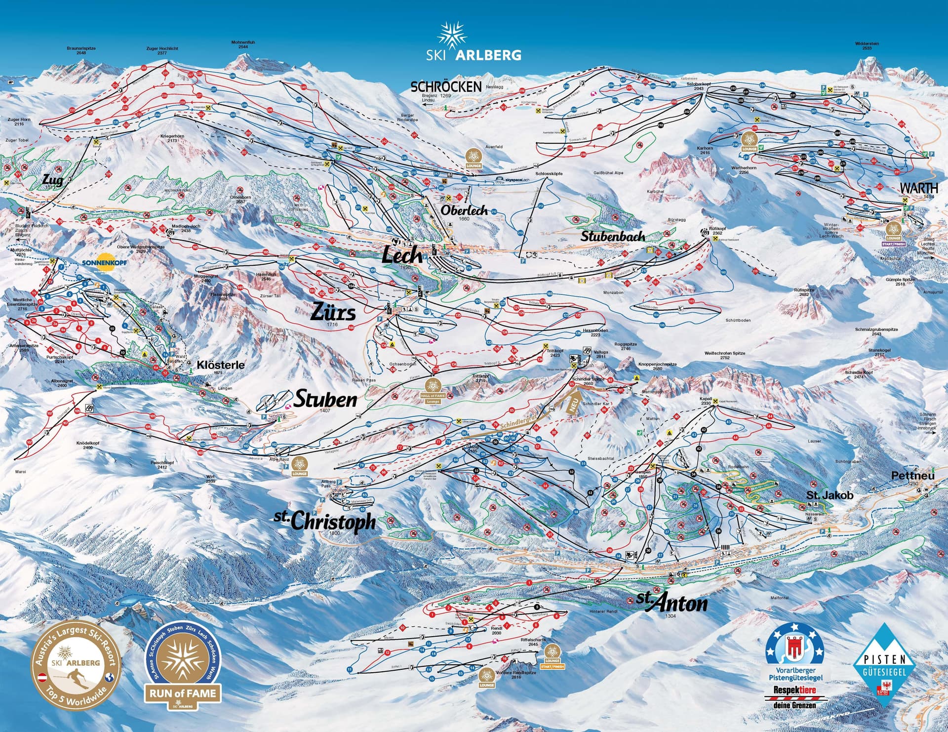 Stuben ski map